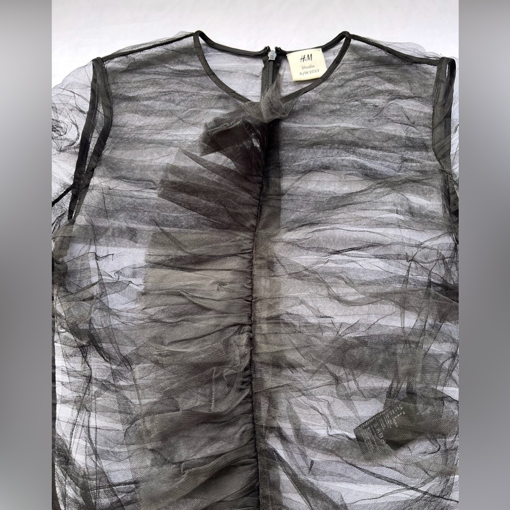 H&M Black Sheer Ruffle Blouse - Picture 10 of 16